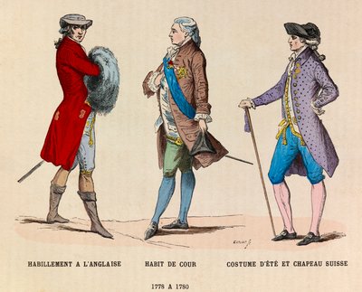 English Clothing, a Court Suit and a Swiss Hat from 1778 to 1780 by Anonymous Anonymous