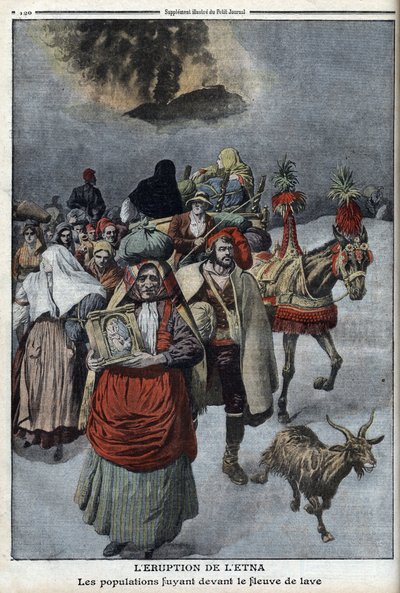 Eruption of Mount Etna, illustration from Le Petit Journal, illustrated supplement by Anonymous Anonymous