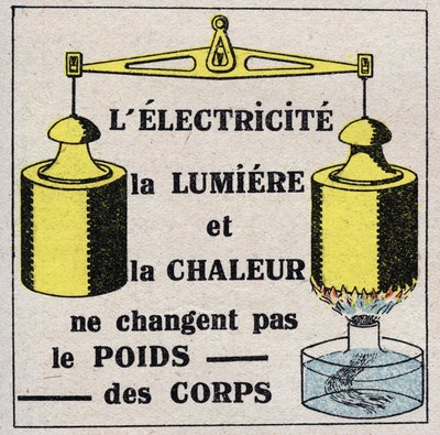 Ether (Material): Electricity, Light and Heat Do Not Change Body Weight. Anonymous Illustration from 1925. Private Collection by Anonymous Anonymous