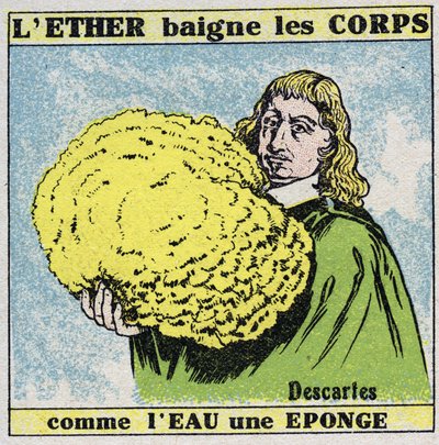 Ether (material): Rene Descartes finds that the ether bathes the bodies like water a sponge. Anonymous illustration from 1925. Private collection. by Anonymous Anonymous