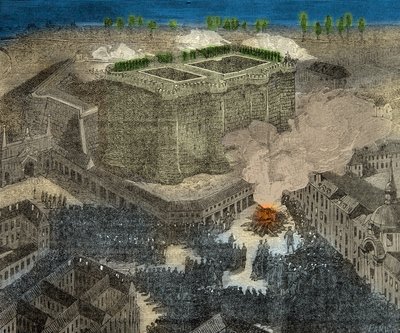 Fete de la Saint Jean Place de la Bastille in the 18th Century, Engraving, Private Collection by Anonymous Anonymous