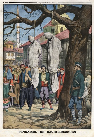 First Balkan war: hanging of Bachibuzuk, mercenary horsemen of the Ottoman army, captured by the Bulgarian army by Anonymous Anonymous