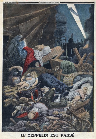 First World War 1914-1918. Civilian population killed in her home by the bombing of a Zeppelin of the German aviation force - In 