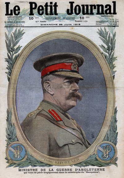 First World War 1914-1918. Portrait of the Minister of War in England Horatio Herbert Kitchener (1850-1916). In Le Petite Journal, on 25/06/1916. Private Collection by Anonymous Anonymous