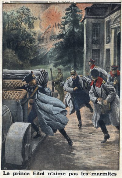 First World War 1914-1918. Prince Eitel Frederic of Prussia fled at the approach of the English army in the town of Coulommiers - In 