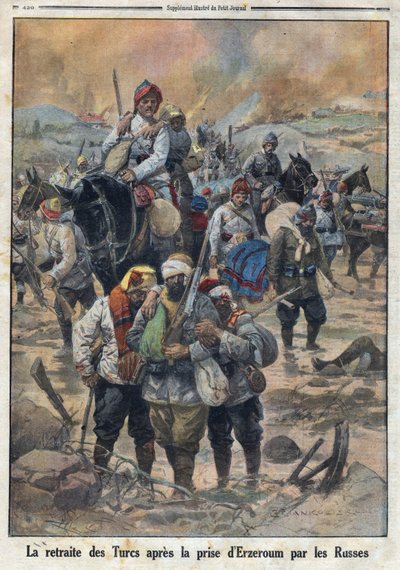 First World War 1914-1918. The retreat of the Turks after the Russians took Erzerum. In Le Petite Journal, on 27/02/1916. Private Collection by Anonymous Anonymous