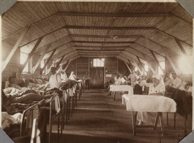 First World War 1914-1918: Wounded Soldiers and Nurses of the French Red Cross, Camp of Couville in the English Channel, Lower Normandy, France. Anonymous Photograph July 1917. Private Collection, Stella. by Anonymous Anonymous