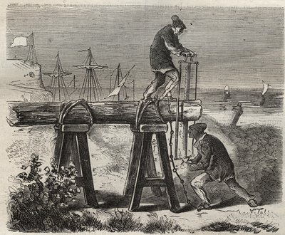 Forcats saweurs du penitencier Saint-Laurent in Cayenne in the 19th century. Engraving in 
