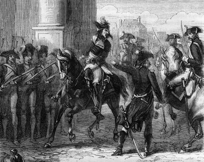 Portrait of Francois Hanriot (1761-1794), French revolutionary at the door of the convention (9 thermidor 1794) - Engraving in 