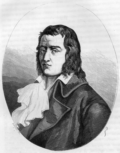 French Revolution: Portrait of Francois Babeuf dit Gracchus, French Revolutionary - Engraving of 1863 in Le Livre Rouge - Histoire De L