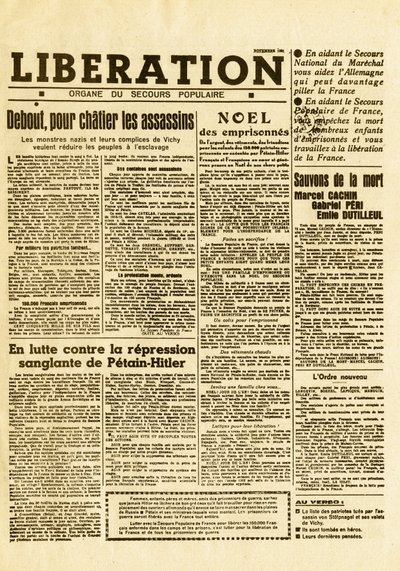 French resistance against German forces - movements of Resistance to the German Occupation - clandestine newspaper - Liberation of November 1941 - Clandestine newspaper of the resistance movement Liberation-Sud by Anonymous Anonymous