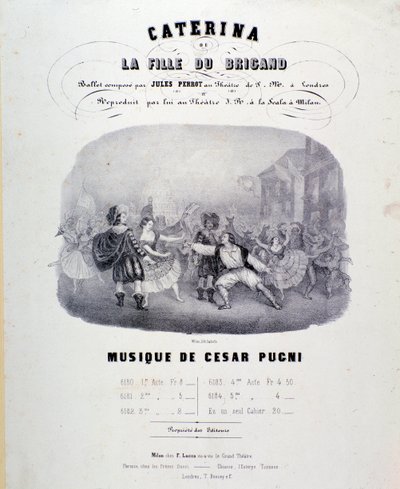 Frontispiece for the musical score of Catarina or the Daughter of the Bandit by Pugni for the representation at the Teatro alla Scala (1847) by Anonymous Anonymous