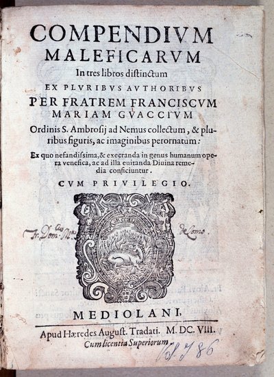 Frontispiece of Compendium maleficarum by Guazzo about demonology and witchcraft (engraving) by Anonymous Anonymous