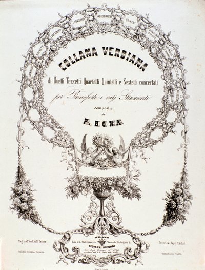 Frontispiece of a collection of musical scores by Giuseppe Verdi by Anonymous Anonymous