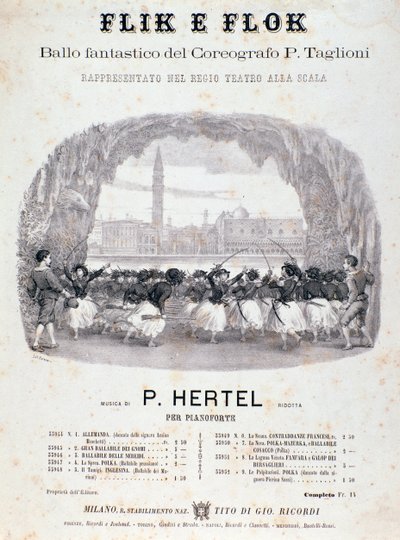 Frontispiece of musical score of Flik e Flok ballet by Filippo Taglioni by Anonymous Anonymous