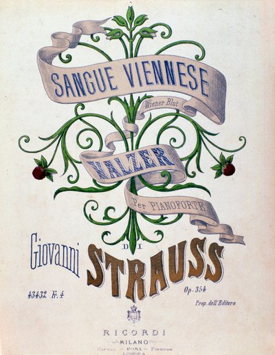 Frontispiece of musical score of Viennese Blood by Johann Strauss by Anonymous Anonymous