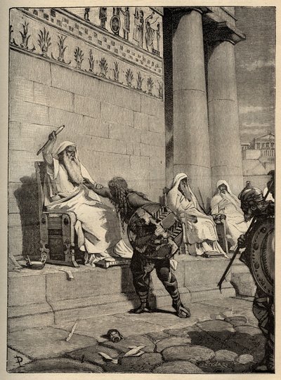 Gallic Leader Brennus Returns to the Roman Capital in 390 BC. - The Gauls in Rome - Sacking of Rome - Engraving 1890 by Anonymous Anonymous