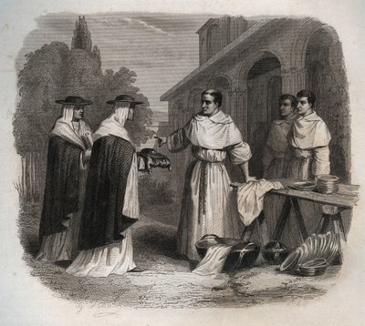 Giovanni da Fidanza known as Bonaventure received the hat of cardinal - Engraving from 1846 in 
