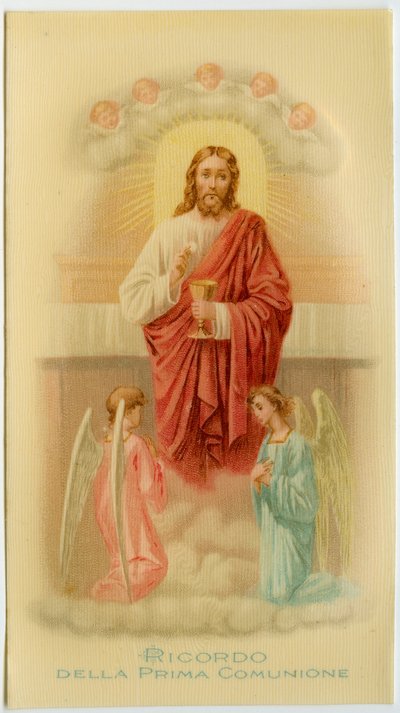 Holy image: First Communion, Jesus holding the host by Anonymous Anonymous