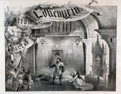 Illustration for the scene 2, act III of Lohengrin, opera by Wagner by Anonymous Anonymous
