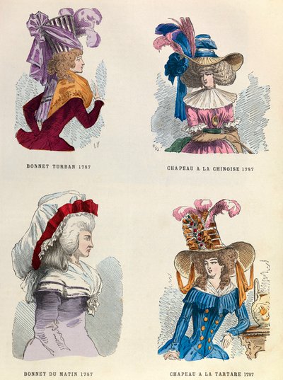 In 1787 Turban Hat; Morning Hat; Chinese Hat and Tartar Hat by Anonymous Anonymous