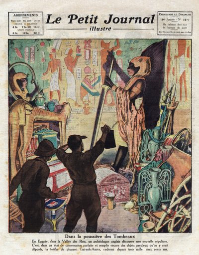 Howard Carter and Lord Carnarvon Entering the Tomb of Pharaoh Tutankhamun - Illustration from 