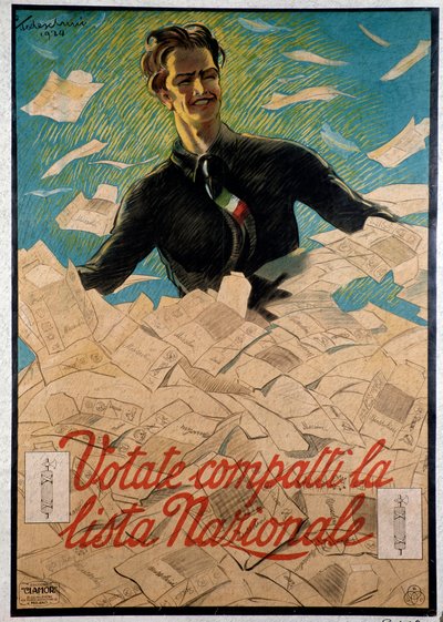 Italian propaganda poster exhorting Italian people to choose national list of Benito Mussolini by Anonymous Anonymous