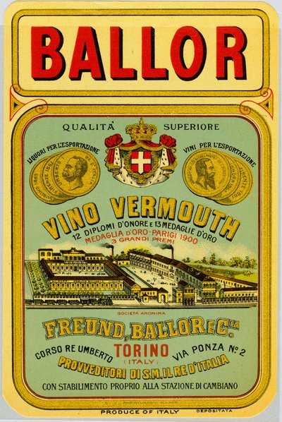 Italian vermouth alcohol advertisement, late 19th century by Anonymous Anonymous