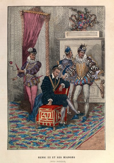 King Henry III (1551 - 1589) and His Mignon - King Henry III of France and His Favourites by Anonymous Anonymous