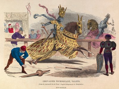 Knights and Valets at a Tournament in Paris in the 15th Century - Engraving by Anonymous Anonymous