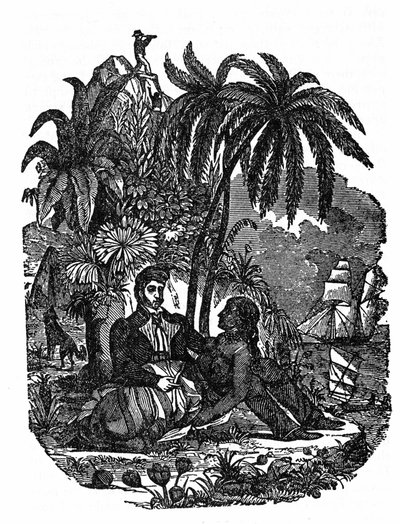 The life of pirates on the island of Madagascar. Engraving of The pirate