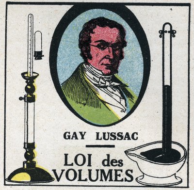 Atoms: law of volumes by Louis-Joseph Gay-Lussac (1778-1818). Anonymous illustration from 1925. Private collection. by Anonymous Anonymous