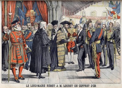 Sir Marcus Samuel Presents President Emile Loubet with a Gold Box After the Reception at the Guildhall (Le Petit Journal, July 1903) by Anonymous Anonymous