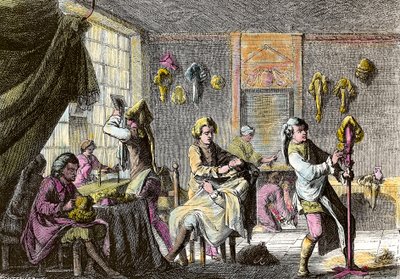 Louis XV fashion: view of the interior of a wig hairdresser by Anonymous Anonymous