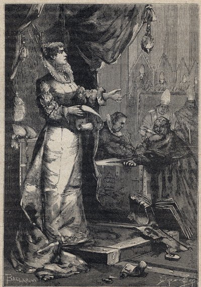 Lucrezia Borgia at the Vatican - engraving from 