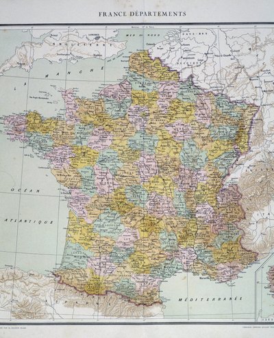 Map: France Departments. Atlas of the 1950s by Anonymous Anonymous