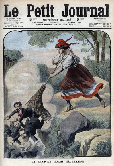 Marianne gives the necessary broom against liquidators, traffickers and singers (Marianne and the scandals of the 3rd Republic) - Le Petit Journal of Saturday 27 March 1910 by Anonymous Anonymous