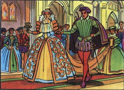 Marriage of Mary I Stuart (1542-1587) and Francis II (1544-1560) in 1558. Anonymous Illustration in 