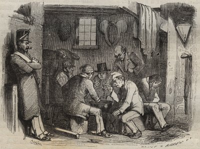 Meal of the convicts at the Rochefort bagne in the 19th century. Engraving in 