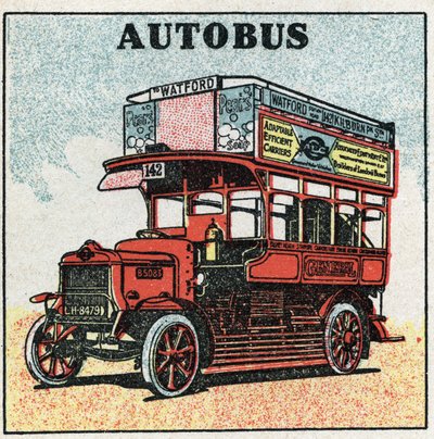 Mechanical traction: bus. Anonymous illustration of 1925. Private collection. by Anonymous Anonymous