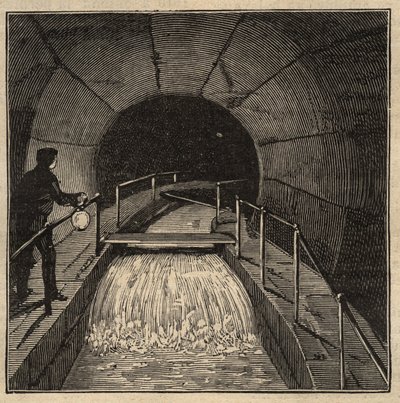 Menilamount Reservoir - Paris - 1890 - engraving by Anonymous Anonymous