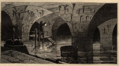 Menilamount Reservoir - Paris - 1890 - engraving by Anonymous Anonymous