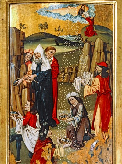 Moses Draws Water from a Rock and the Miracle of Manna by Anonymous Anonymous