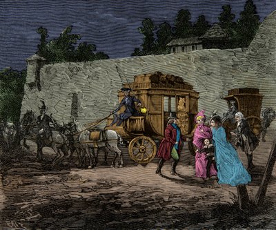 Night flight of the royal family to Varennes in 1791 (engraving) - private collection by Anonymous Anonymous