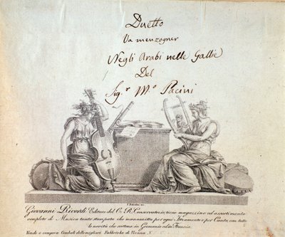 Page from opera seria Gli arabi delle gallie by G Pacini by Anonymous Anonymous