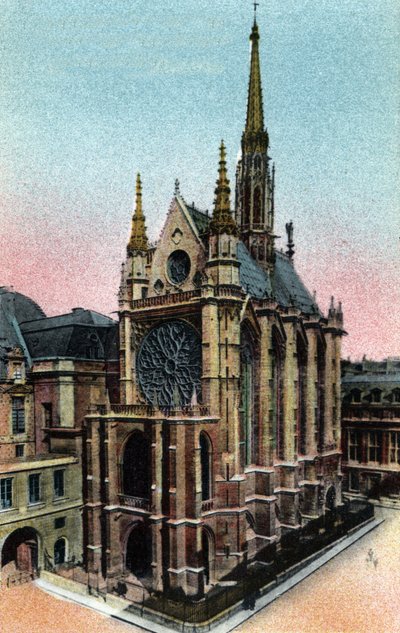 Paris: Exterior View of the Sainte Chapelle (13th Century, Gothic Architecture). Photograph of 1920 in Artistic Album of the City of Paris. Private Collection by Anonymous Anonymous