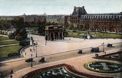 Paris: panorama of the Tuileries (garden and palace) and the Arc de Triomphe du Carrousel by Anonymous Anonymous