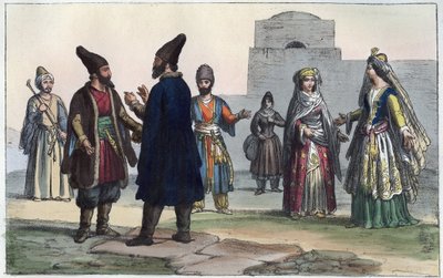Persians clothes in the 19th century - engraving from 