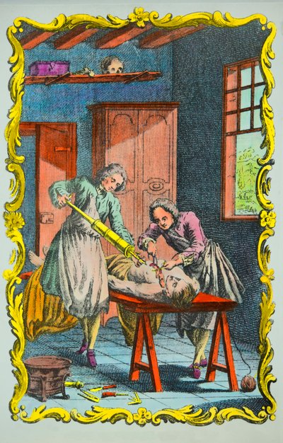 Physician studying blood movement: frontispiece of the 