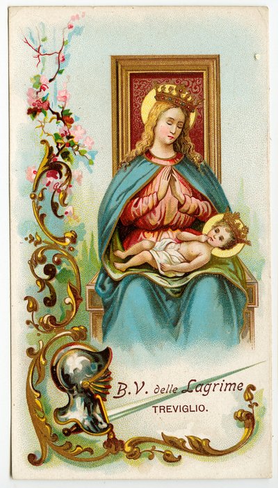 Pious image: The virgin of the tears from Treviglio by Anonymous Anonymous